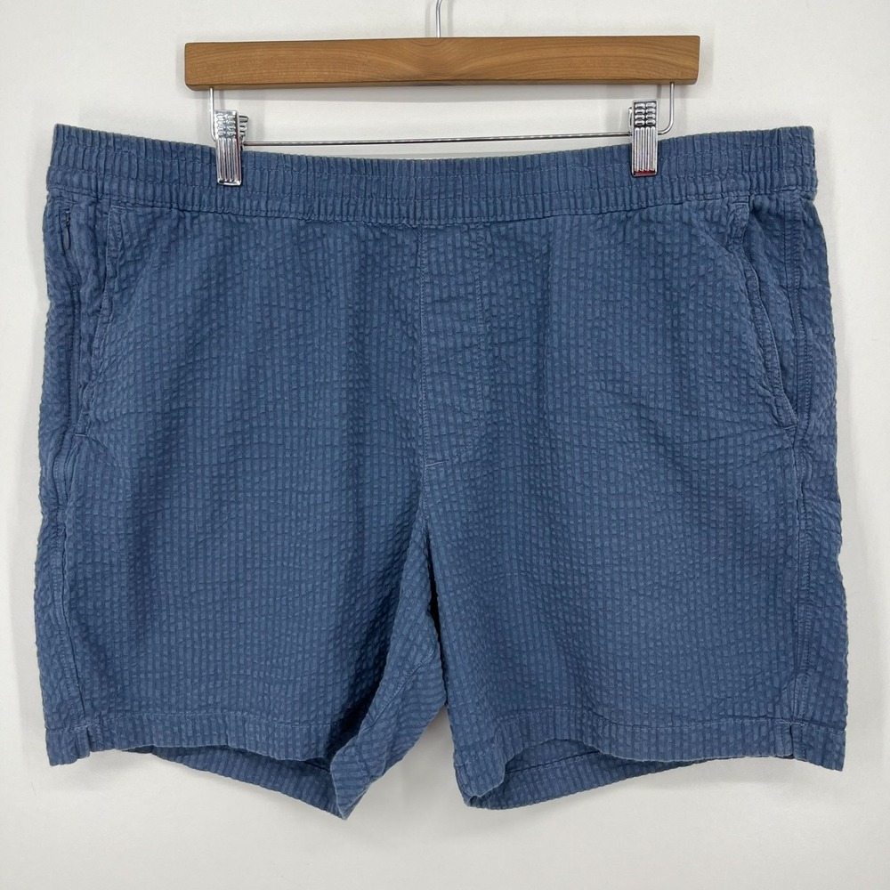 Abercrombie & Fitch Seersucker Shorts Men's 2XL Blue Pull On Pockets 6" Inseam